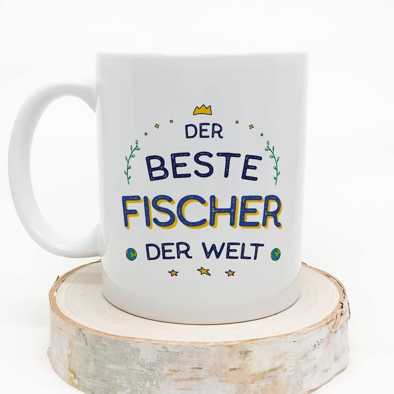 Tasse für Fischer mit Spruch 