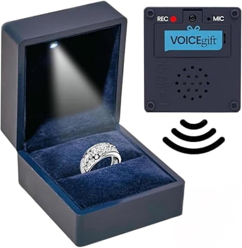 Aufzeichnbare Ringbox mit LED – Stimme & Musik bis 60 Sekunden für Verlobungen