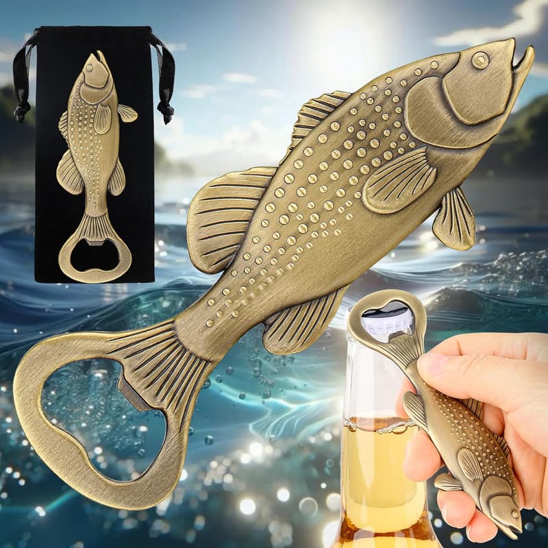 Barsch Fisch Flaschenöffner aus Bronze – Angler Geschenk für Männer