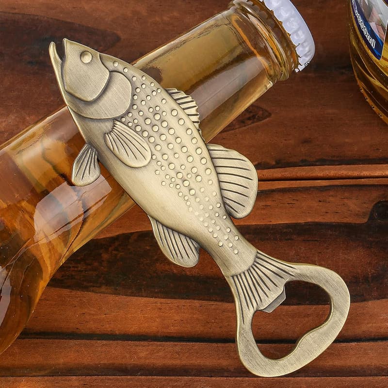 Barsch Fisch Flaschenöffner aus Bronze – Angler Geschenk für Männer