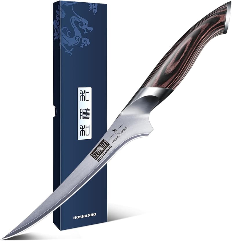 Ultrascharfes Filetiermesser 18cm mit Pakkaholz-Griff für Profis