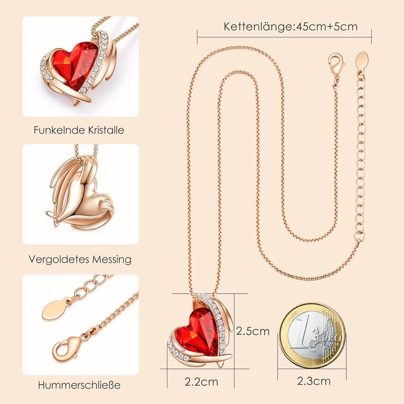 Elegante Rosegold Herz Halskette für Frauen - Geschenkverpackung