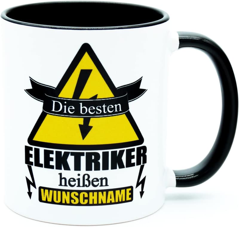 Personalisierte Elektrikertasse mit Spruch – Meister Geschenk für Männer