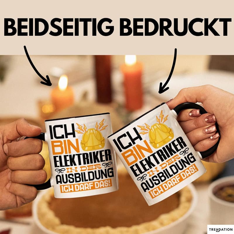 Tasse für Elektriker in Ausbildung – Geschenk mit Spruch (Schwarz)