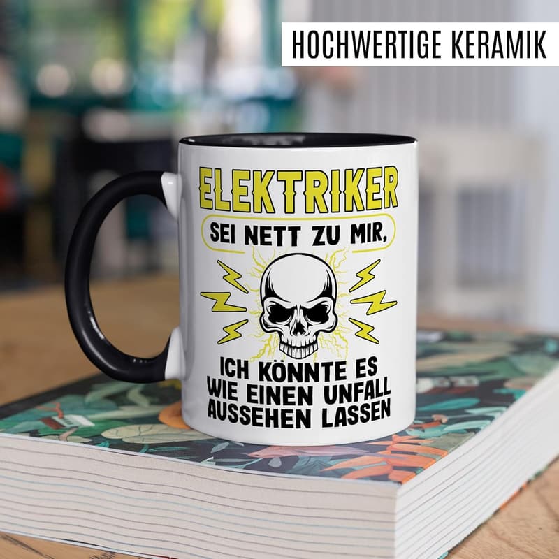 Kaffeetasse für Elektriker mit Spruch - 330ml Keramik Becher