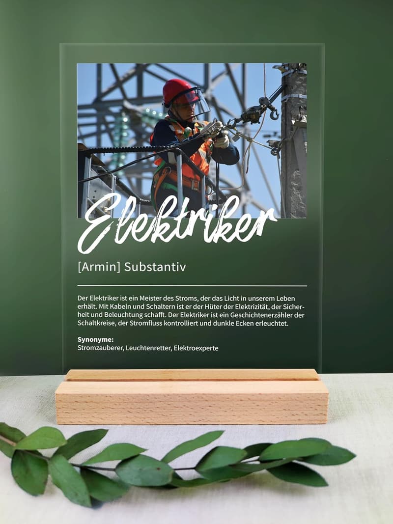 Personalisiertes Acrylgeschenk für Elektriker