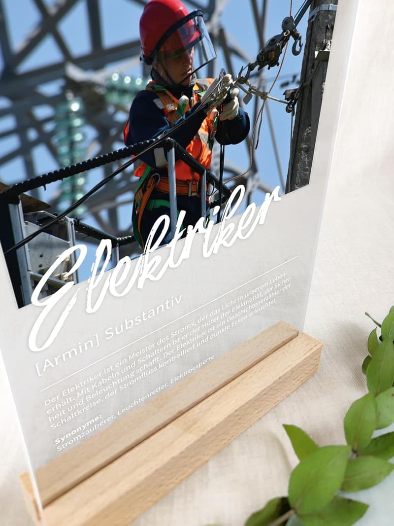 Personalisiertes Acrylgeschenk für Elektriker