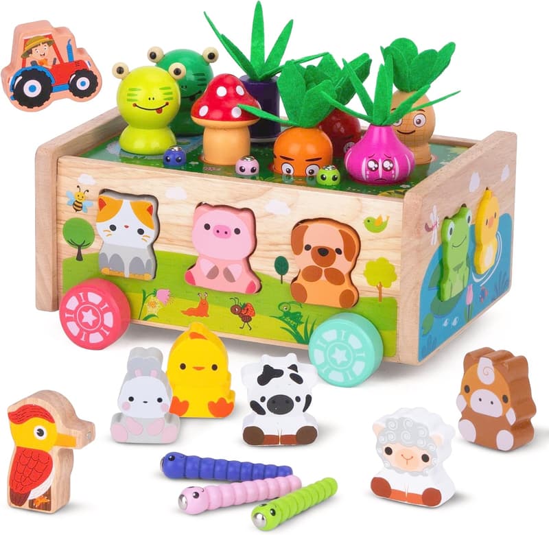 Karotten Steckspiel aus Holz für Kinder ab 1 Jahr - Montessori Geschenk