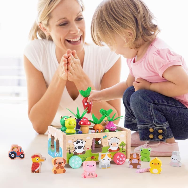 Karotten Steckspiel aus Holz für Kinder ab 1 Jahr - Montessori Geschenk