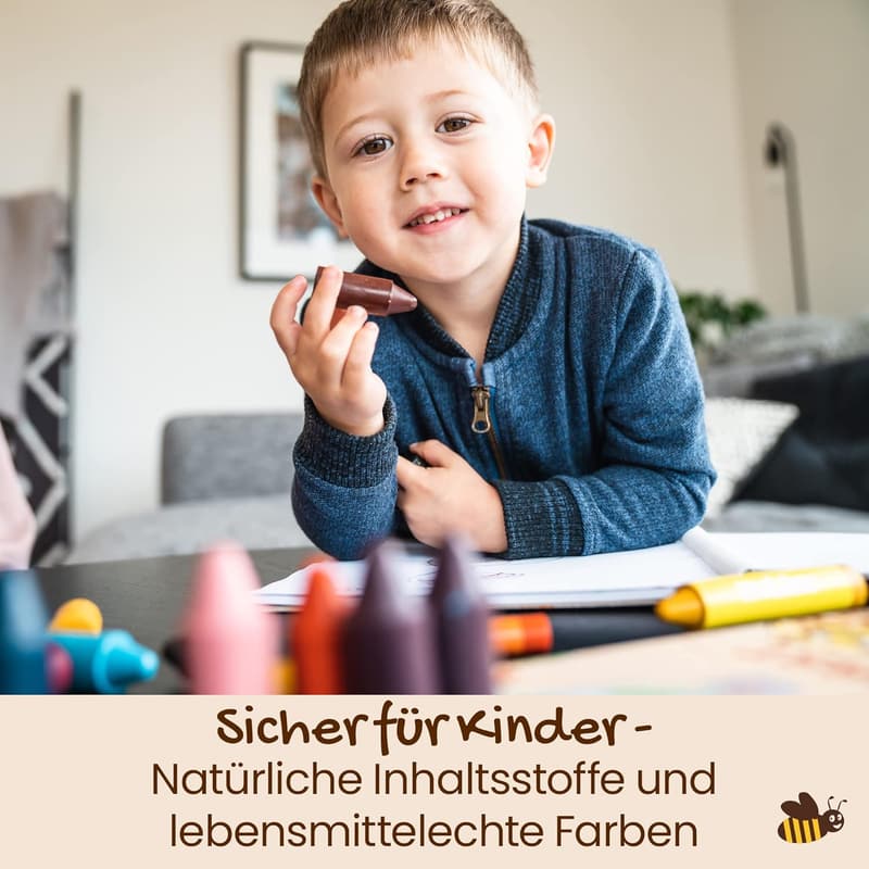 Ungiftige Wachsmalstifte aus Bienenwachs für Kleinkinder (12er-Pack)