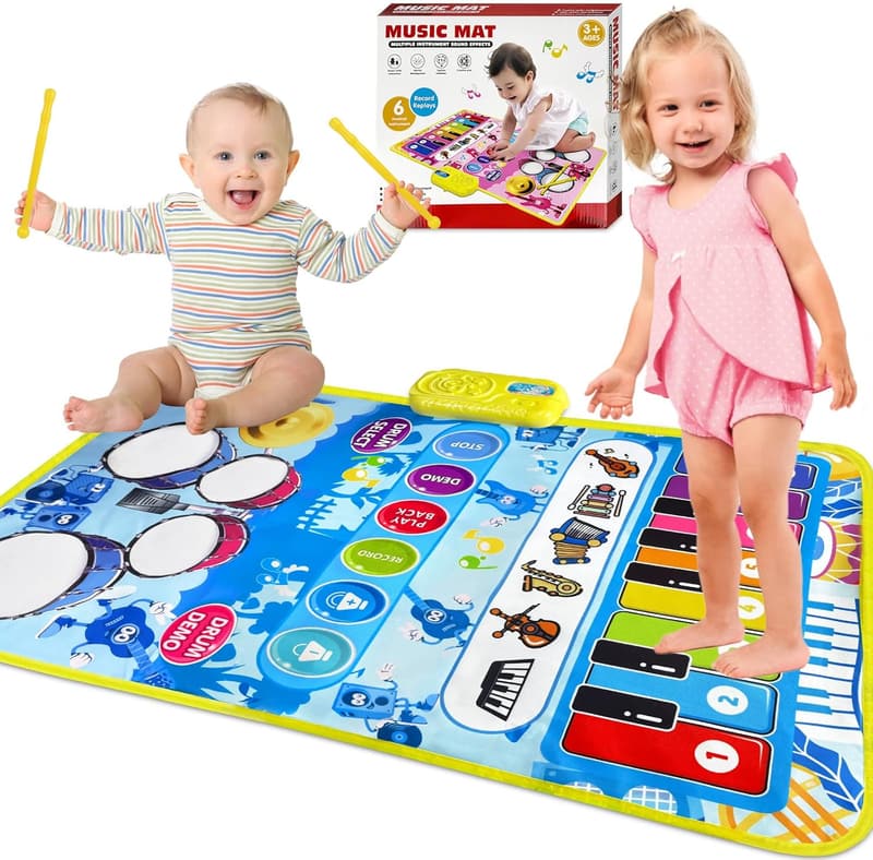 Musikmatte für Kinder - Spielzeug Klaviermatte für 1-4 Jahre, Blau
