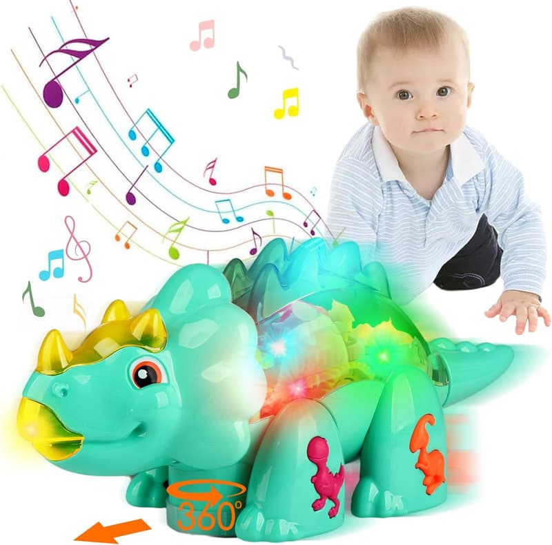 Dinosaurier Krabbelspielzeug mit Musik und Licht für Kleinkinder bis 3 Jahre