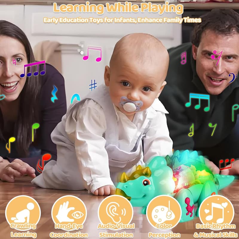 Dinosaurier Krabbelspielzeug mit Musik und Licht für Kleinkinder bis 3 Jahre