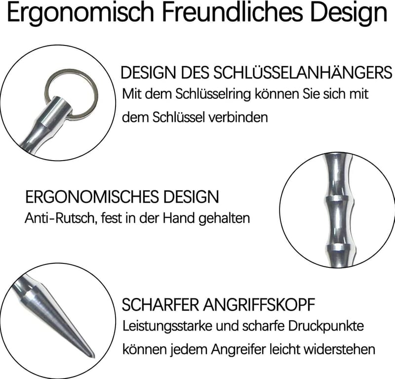 2 Stück Selbstverteidigungswaffen mit ergonomischem Griff für Frauen