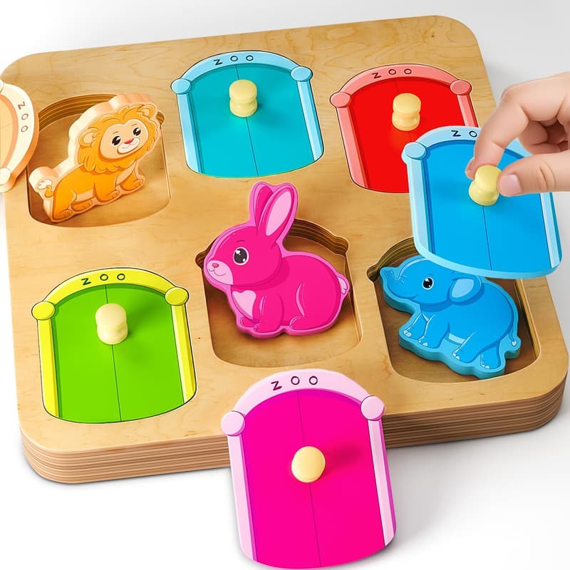Montessori Holzpuzzle für 1 Jahr – Tier Lernspielzeug für Babys