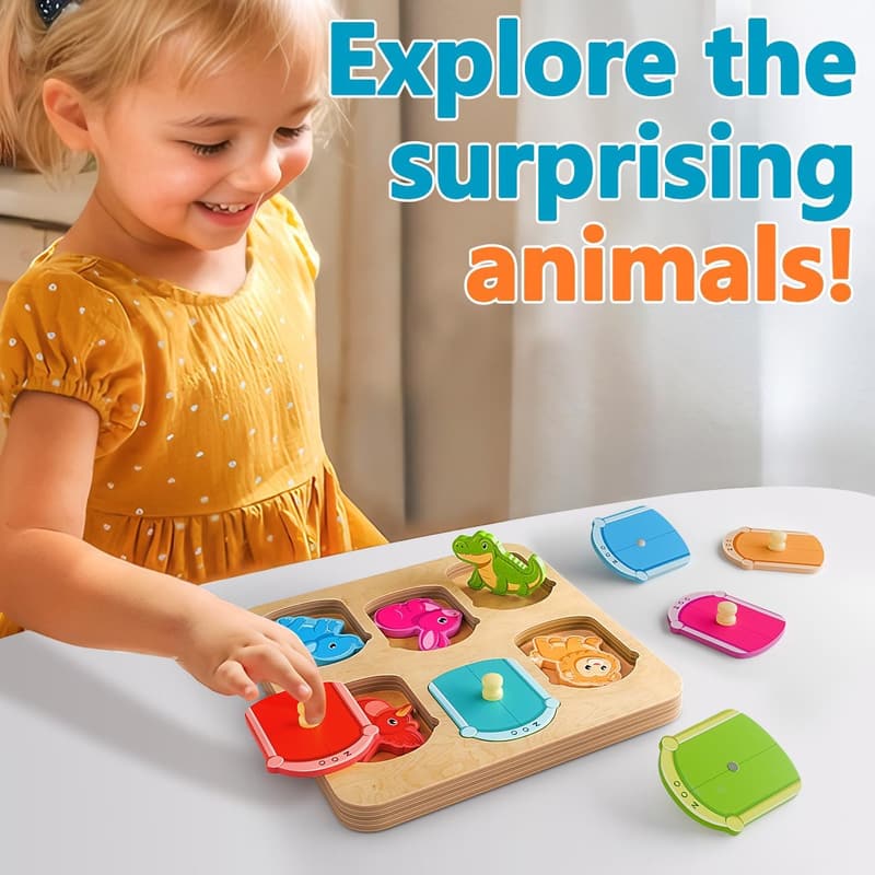 Montessori Holzpuzzle für 1 Jahr – Tier Lernspielzeug für Babys
