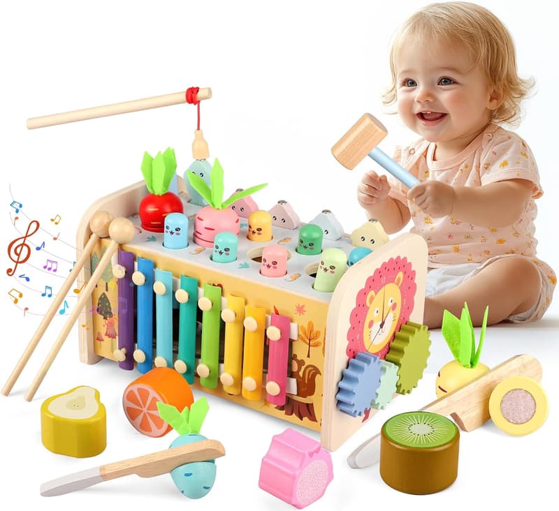 Montessori Holzspielzeug 9in1 für Kleinkinder ab 1 Jahr