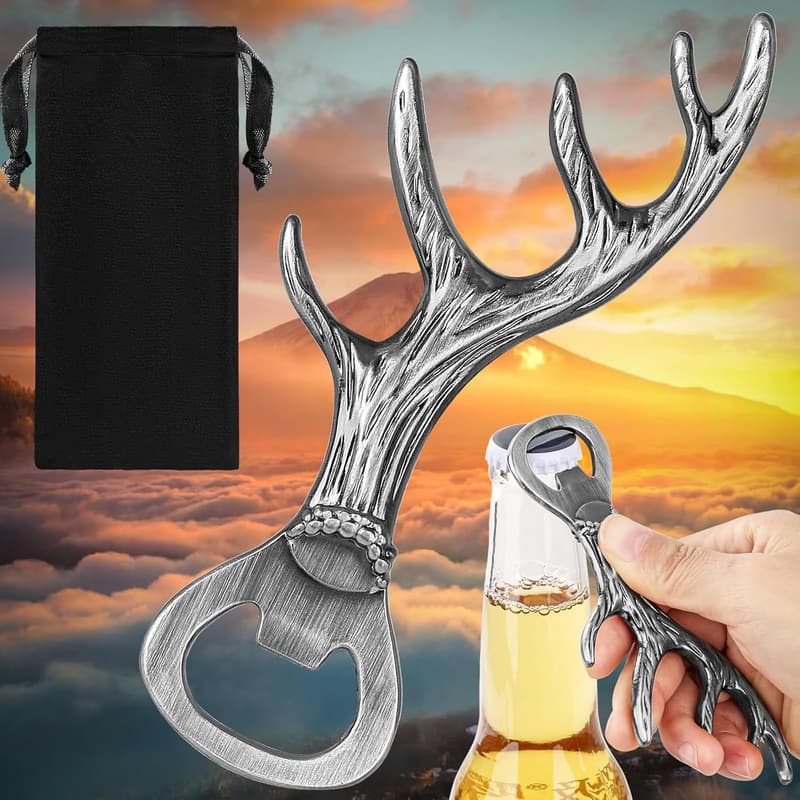 Personalisierter Bierflaschenöffner im Hirschgeweih-Design für Jäger