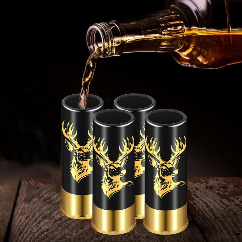 Hochzeitsgeschenk: 4 Hirschkopf Schnapsgläser in Geschenkbox für Jäger