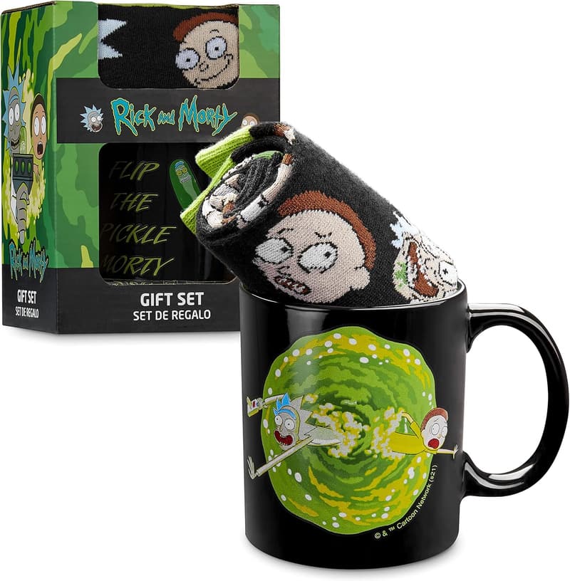 Rick und Morty Kaffeebecher- und Socken-Geschenkset für Männer