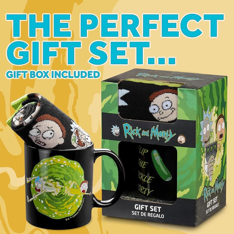 Rick und Morty Kaffeebecher- und Socken-Geschenkset für Männer