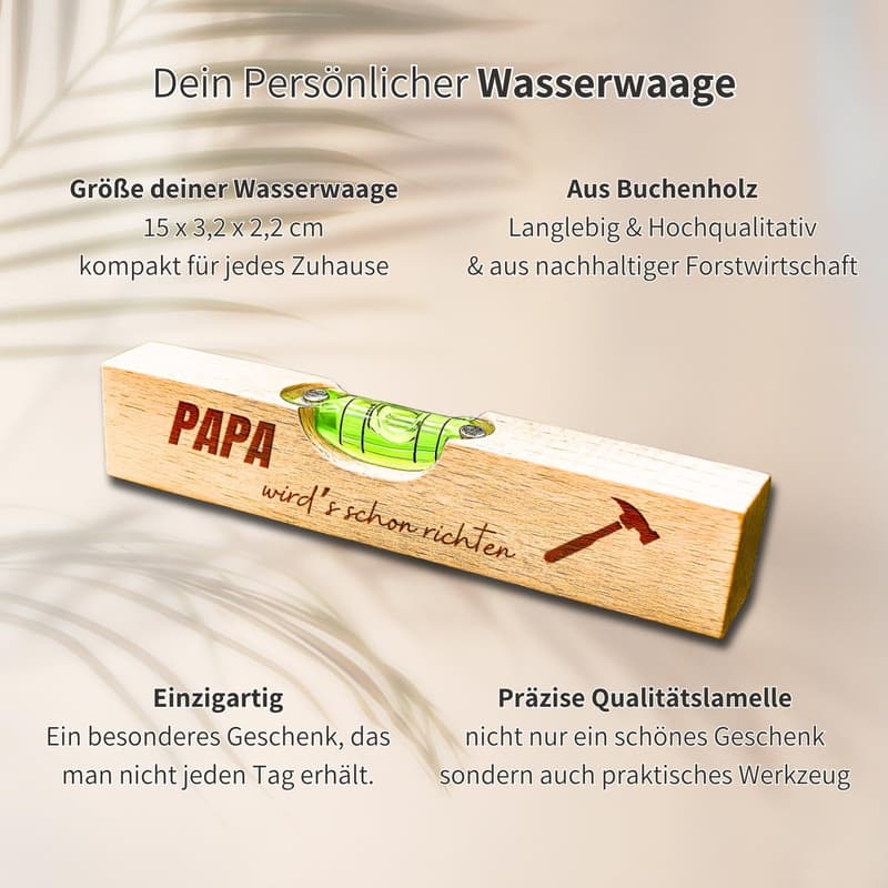 Personalisierte Wasserwaage für Papa – Einzug, Umzug oder Vatertag Geschenk