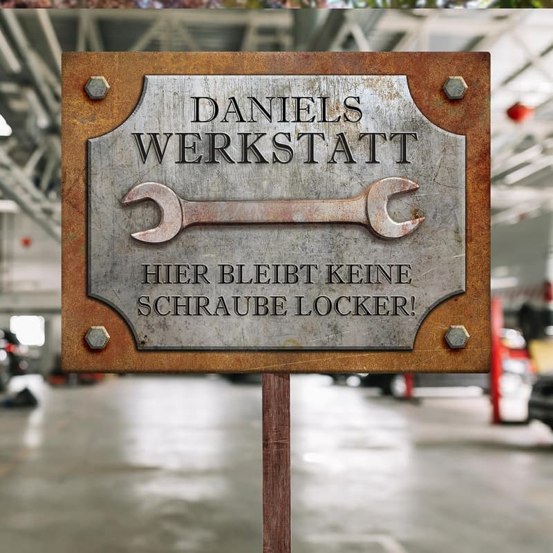 Personalisiertes Werkzeug-Türschild 20 x 15 cm für Bastler