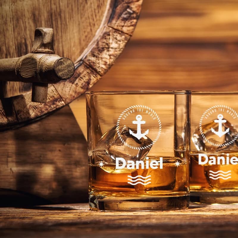 Personalisiertes Whisky Tumbler Glas 315 ml mit Anker-Gravur für Männer