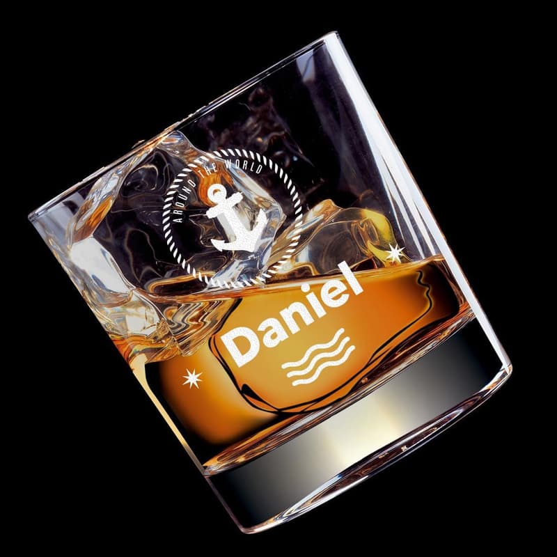 Personalisiertes Whisky Tumbler Glas 315 ml mit Anker-Gravur für Männer