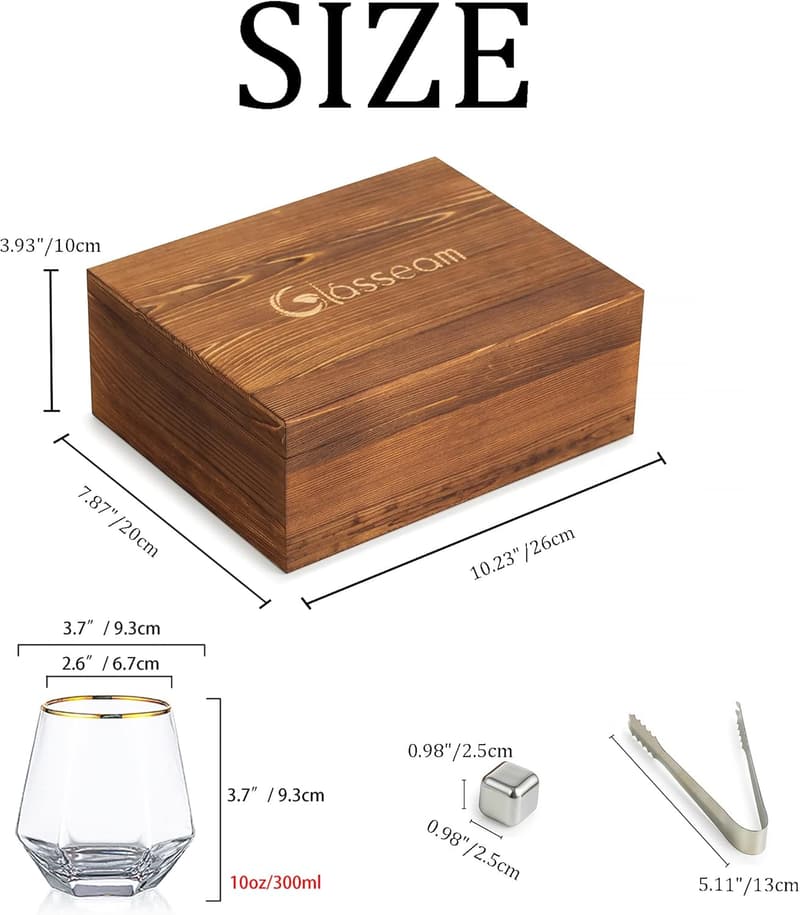 Personalisierte Vintage Whiskygläser - Geschenkset für Männer, Vatertag, Geburtstag