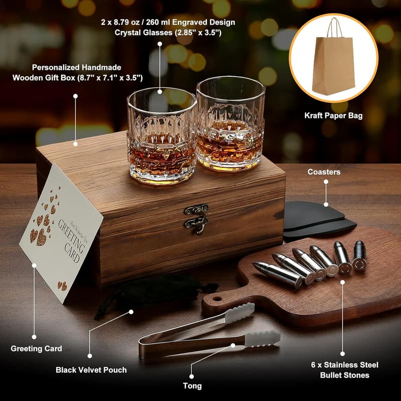 Whisky Geschenkset mit Gläsern – Perfekt für Männer zum Geburtstag und Vatertag