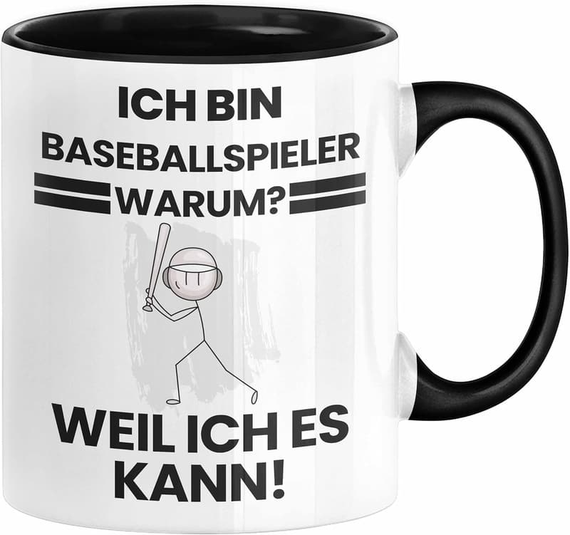 Geschenk zum Geburtstag für Baseballspieler - Lustige Tasse (Schwarz)