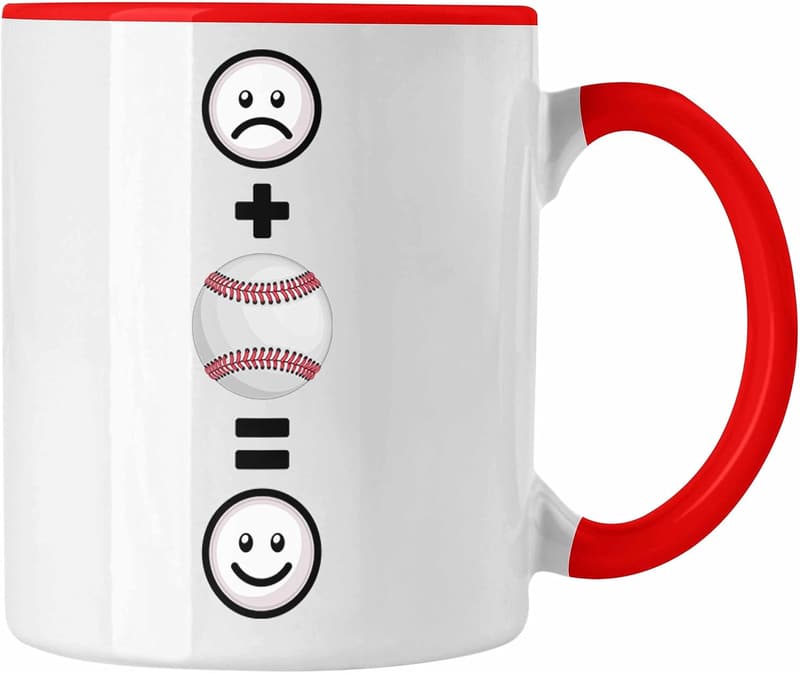 Lustige Baseball-Tasse für Spieler – ideales Geburtstagsgeschenk (Rot)