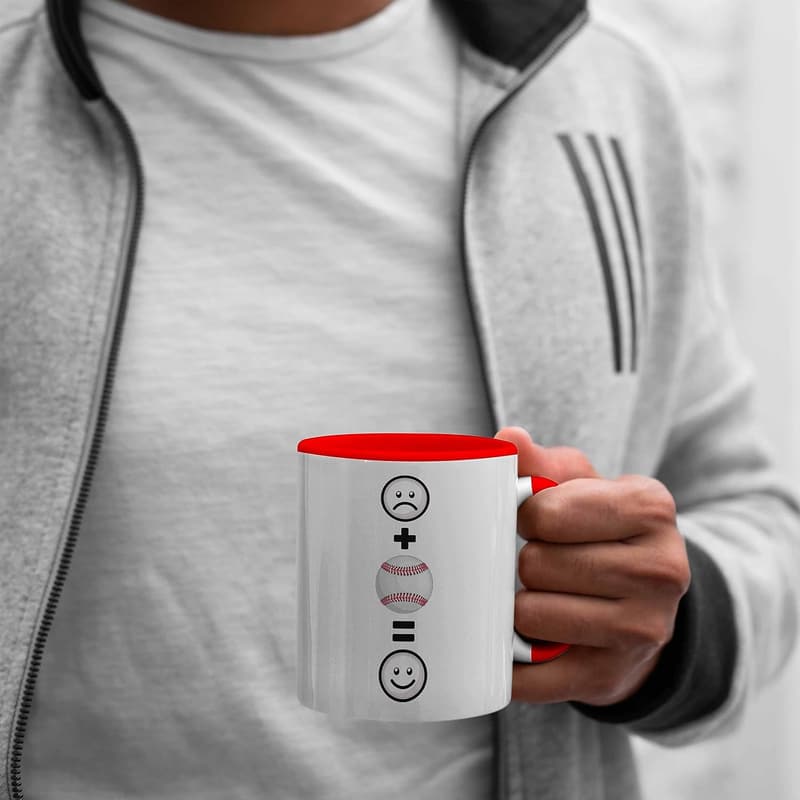 Lustige Baseball-Tasse für Spieler – ideales Geburtstagsgeschenk (Rot)