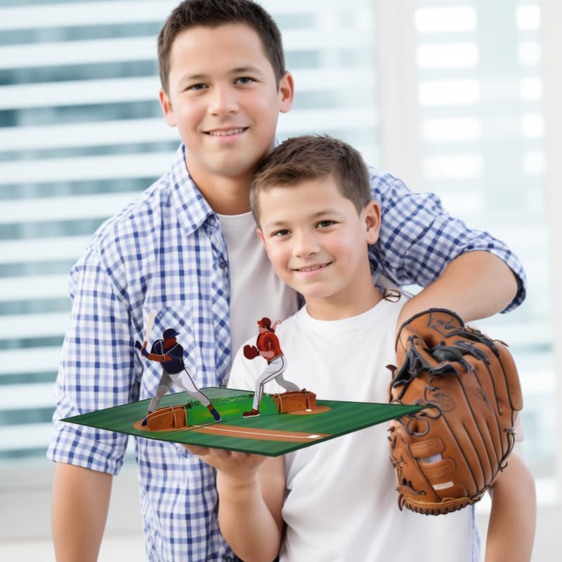 3D Pop-Up Baseballkarte – Perfekte Geschenkkarte für Fans