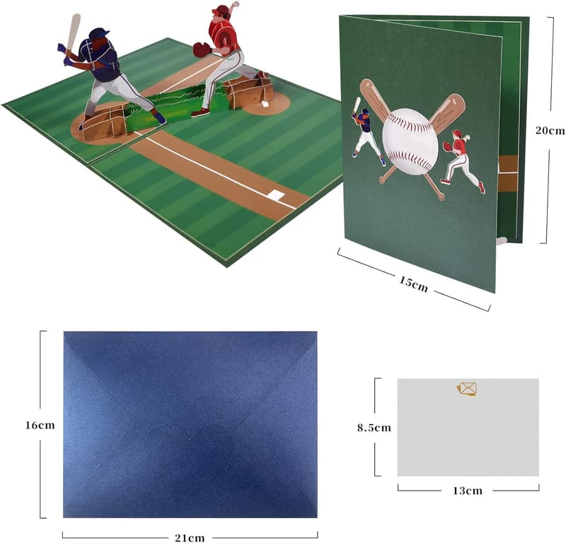 3D Pop-Up Baseballkarte – Perfekte Geschenkkarte für Fans