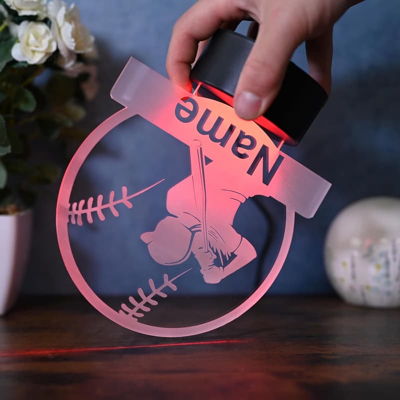Personalisierte Baseball Lampe für Baseballspieler und Fans – LED Nachtlicht