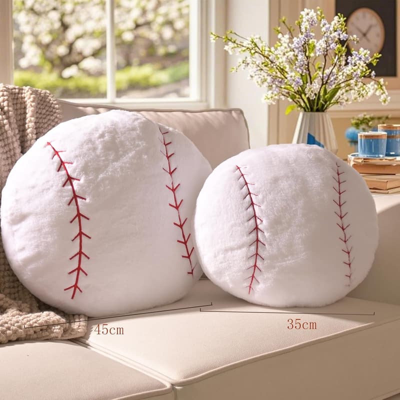Baseball Sitzkissen für Kinderzimmer, 35x35cm, flauschige Deko