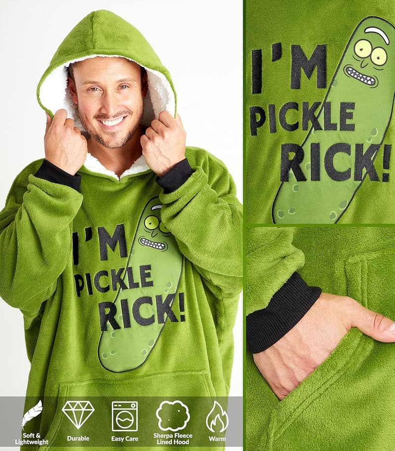 RICK AND MORTY Hoodie-Decke mit Ärmeln für Männer und Teenager