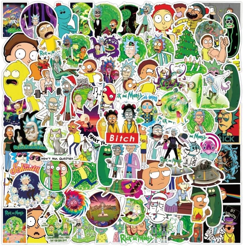 Rick and Morty Aufkleber-Set 100St., wasserfeste Vinyl-Sticker für Jugendliche und Erwachsene