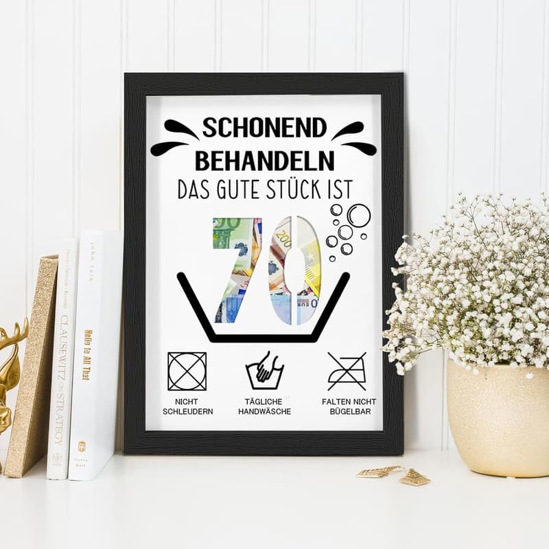 Witzige Geschenkideen zum 70. Geburtstag für Freunde und Familie, DIN A4 Bilderrahmen
