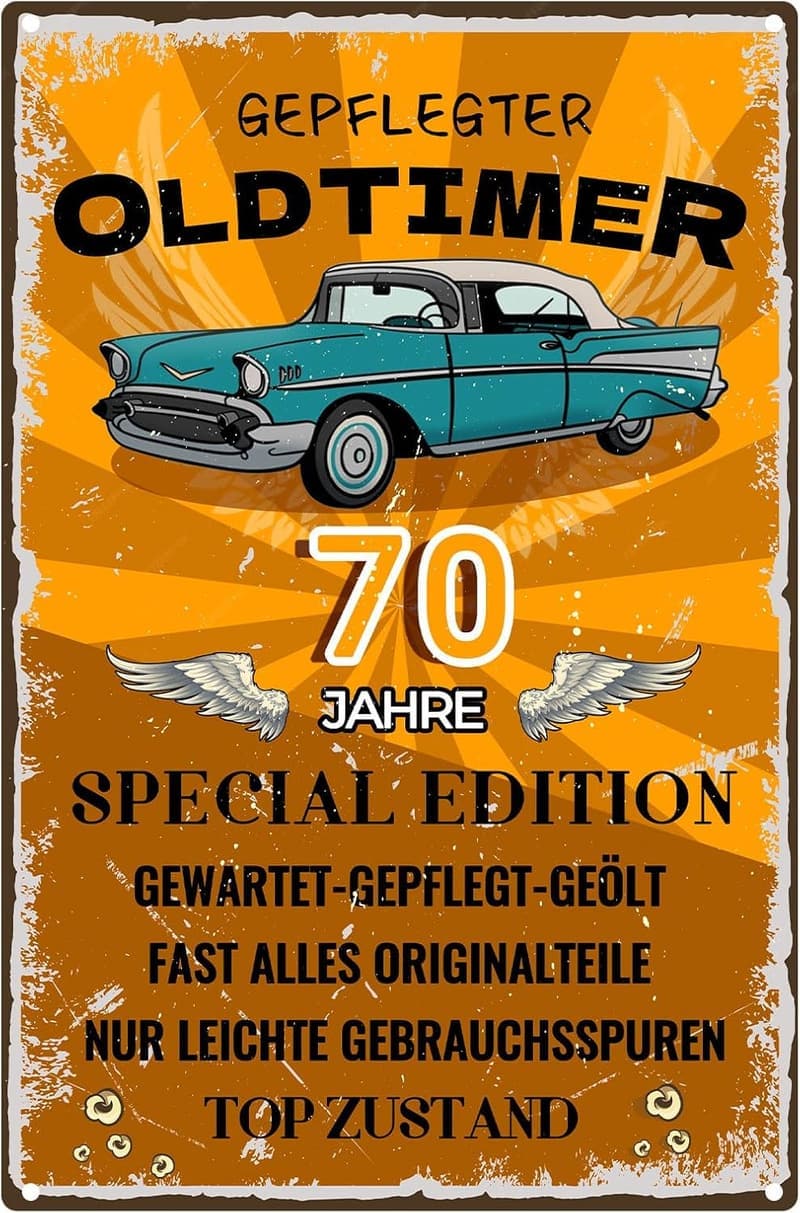 Metallschild 70. Geburtstag für Männer – Dekoration und Geschenkidee