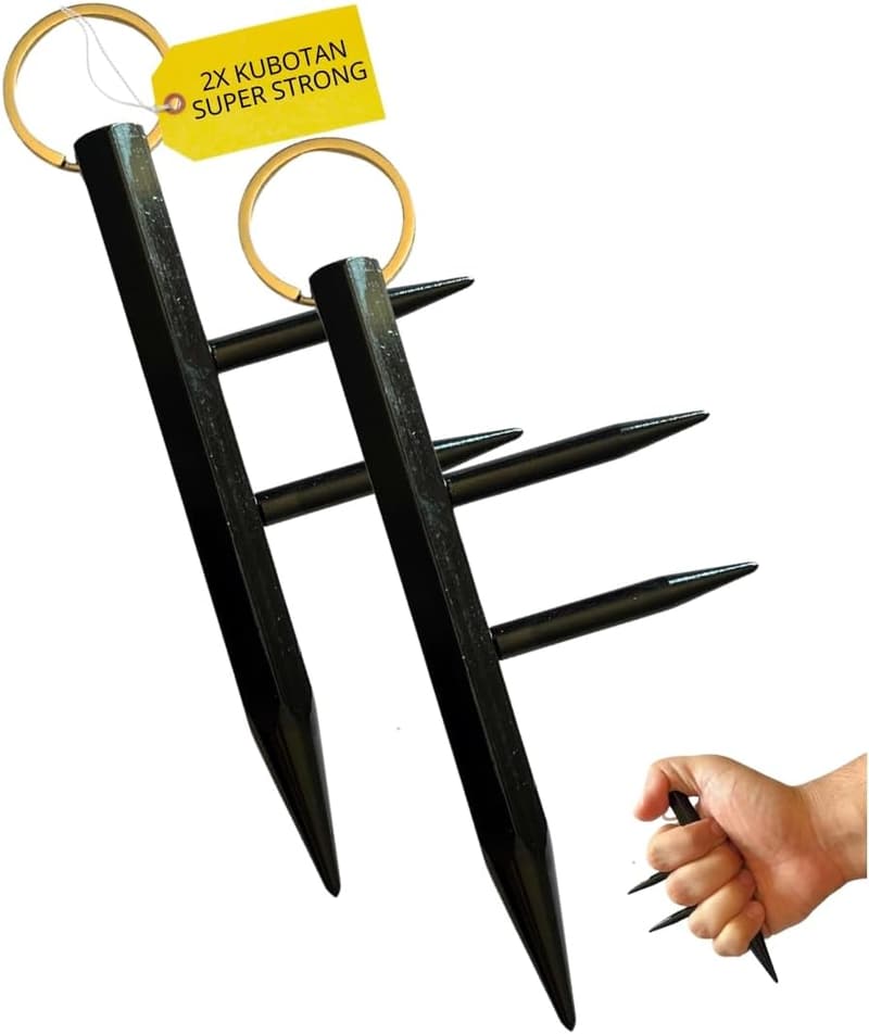 Kubotan Set mit 2 multifunktionalen Schlüsselanhängern zur Selbstverteidigung