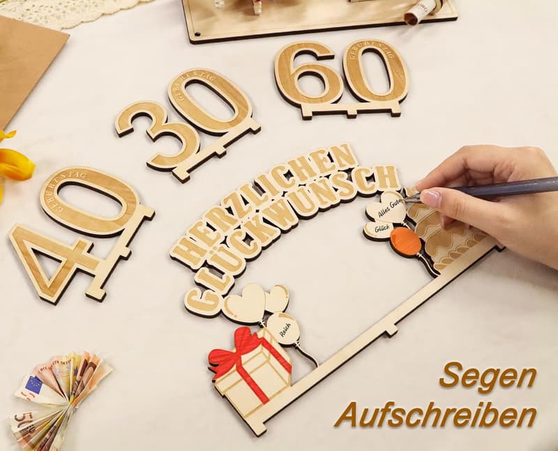 70. Geburtstag Geschenk aus Holz mit LED-Lichterkette für Paare