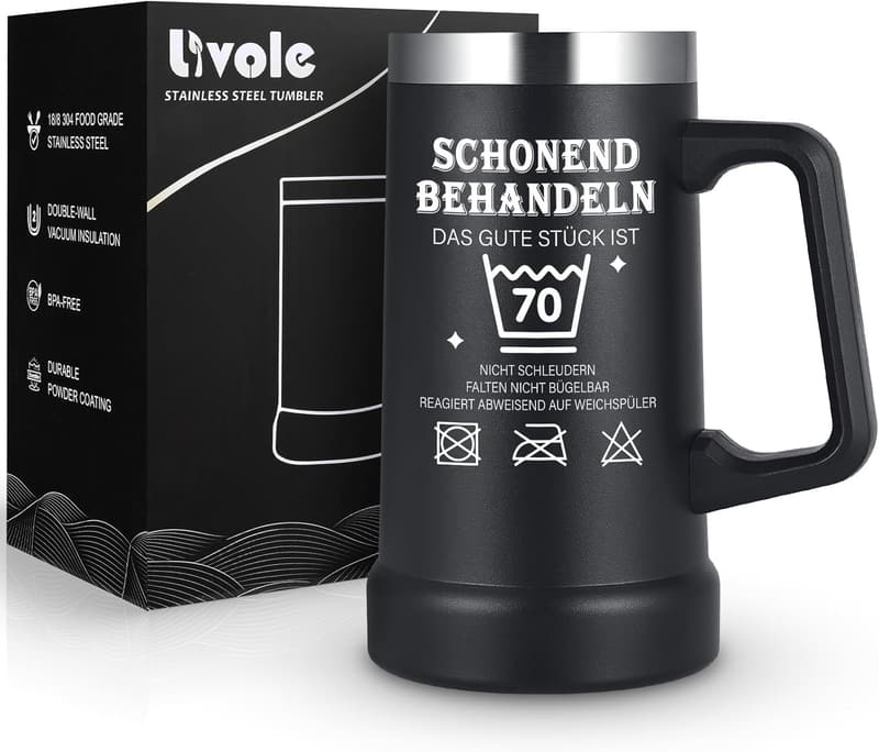 Thermobecher für den 70. Geburtstag – Lustiges Geschenk für Männer