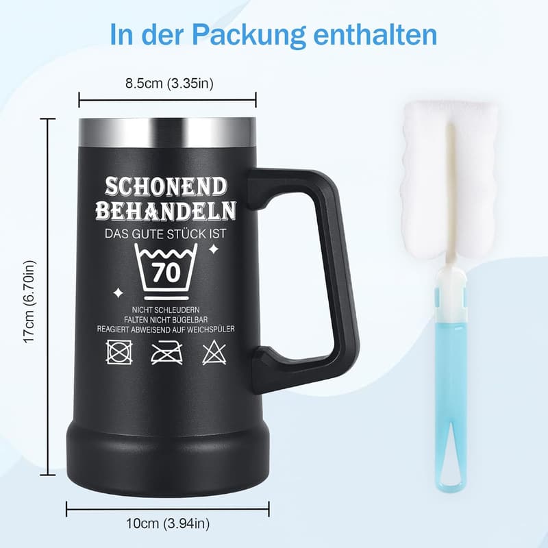 Thermobecher für den 70. Geburtstag – Lustiges Geschenk für Männer