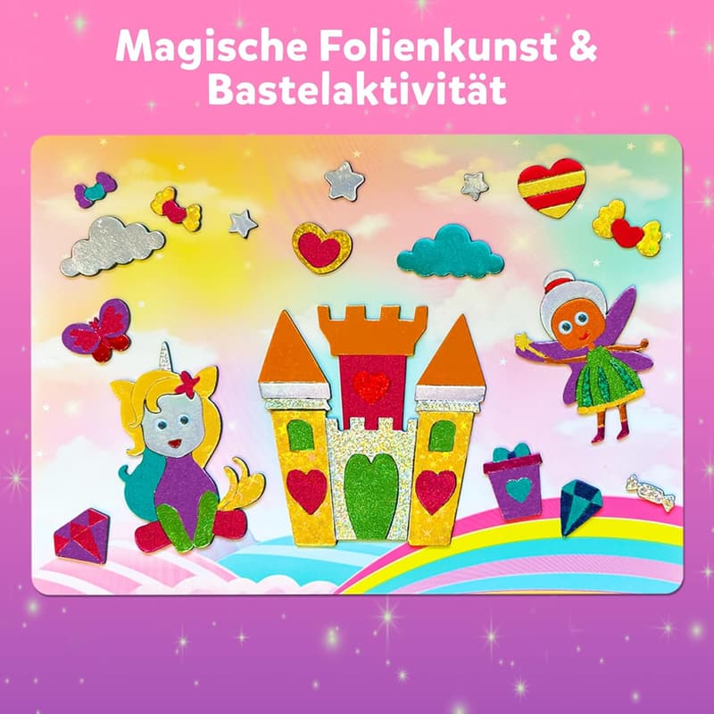 Bastelset für Kinder: Schmutzfreie Folienspaß-Einhörner und Prinzessinnen, 4-9 Jahre