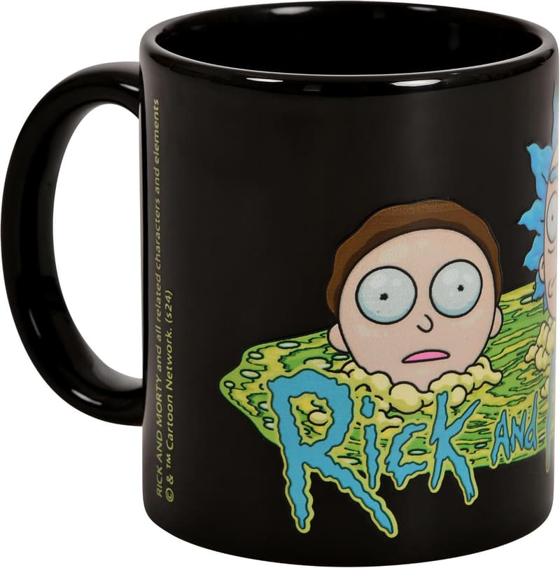 Rick und Morty Keramiktasse mit Portal-Motiv, 320 ml, Schwarz