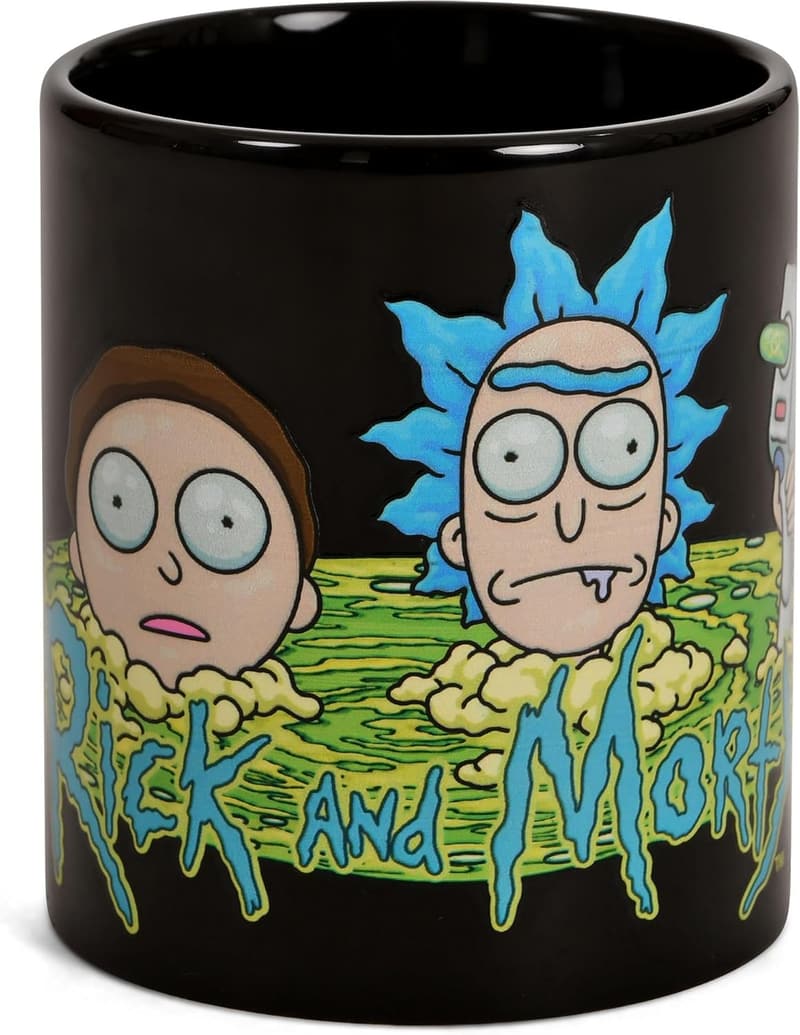 Rick und Morty Keramiktasse mit Portal-Motiv, 320 ml, Schwarz