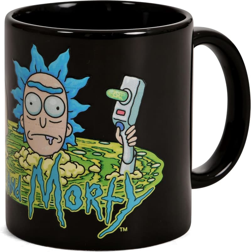 Rick und Morty Keramiktasse mit Portal-Motiv, 320 ml, Schwarz